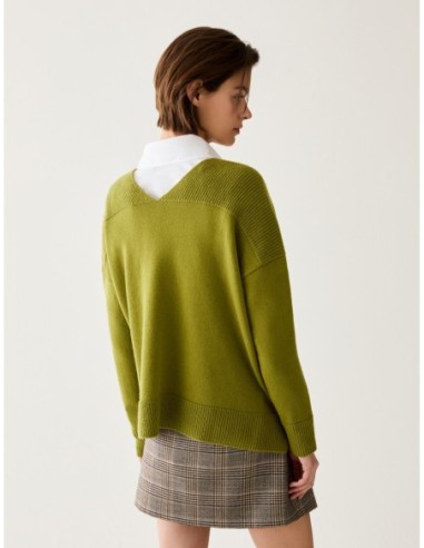 Pull scollo a V in blend di lana Penny Black – Pistacchio - foto 3