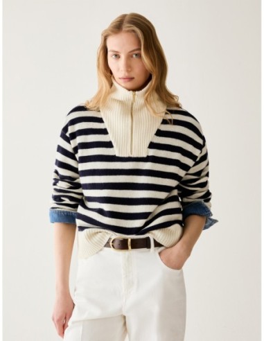 Maglia in blend di lana con zip Penny Black – Bianco - foto 1