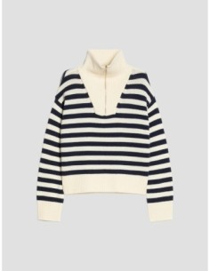 Maglia in blend di lana con zip Penny Black – Bianco - foto 1 2