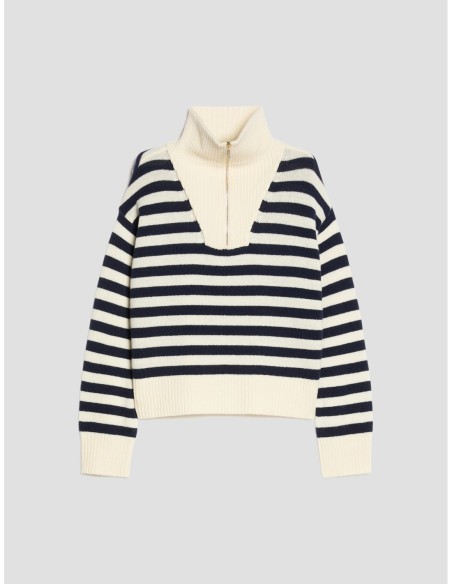 Maglia in blend di lana con zip Penny Black – Bianco - foto 2