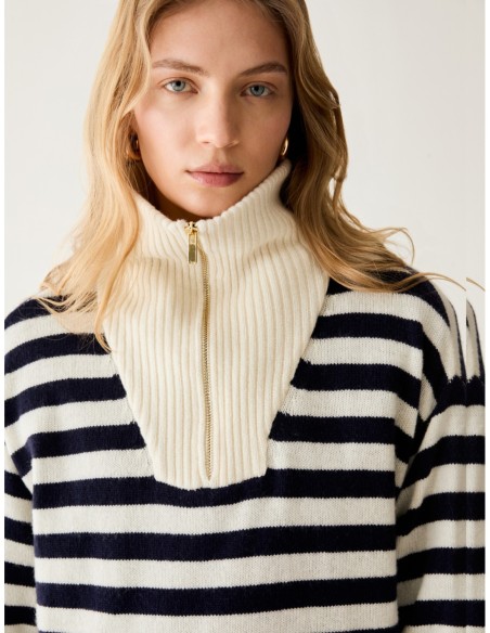 Maglia in blend di lana con zip Penny Black – Bianco - foto 4