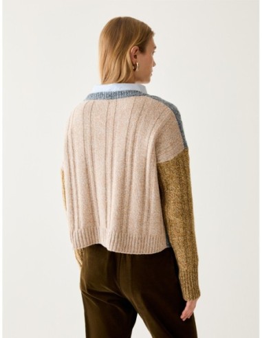 Maglia color block mouliné Penny Black – Blu di Prussia - foto 3