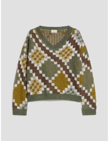 Maglia jacquard in mohair blend Penny Black – Verde kaki - foto 2