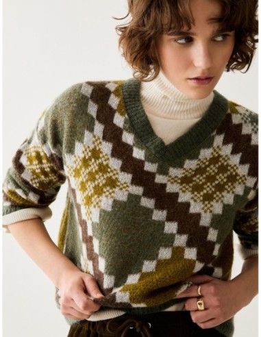 Maglia jacquard in mohair blend Penny Black – Verde kaki - foto 4