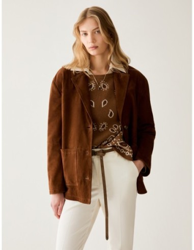 Blazer in pelle scamosciata Penny Black – Cuoio - foto 1