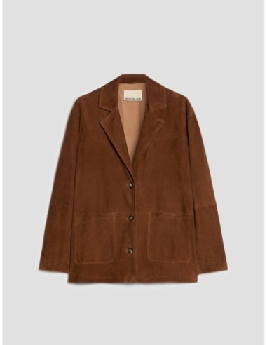 Blazer in pelle scamosciata Penny Black – Cuoio - foto 2