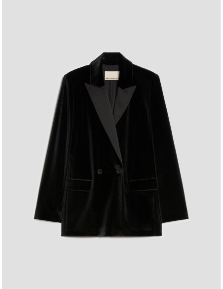 Blazer in jersey velluto e raso Penny Black – Nero - foto 2