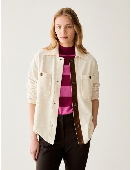 Giacca camicia in jersey velluto Penny Black – Panna - foto 1