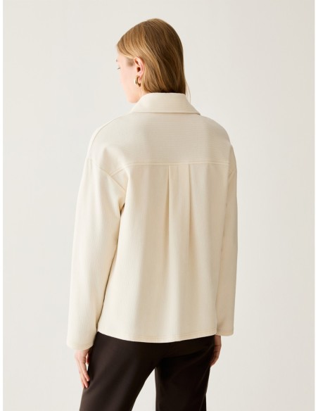 Giacca camicia in jersey velluto Penny Black – Panna - foto 3