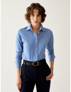 Camicia slim in jersey di cotone Penny Black – Azzurro - foto 1