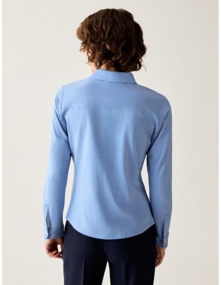 Camicia slim in jersey di cotone Penny Black – Azzurro - foto 3