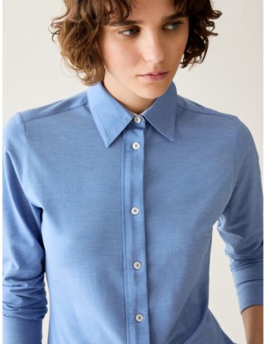 Camicia slim in jersey di cotone Penny Black – Azzurro - foto 4