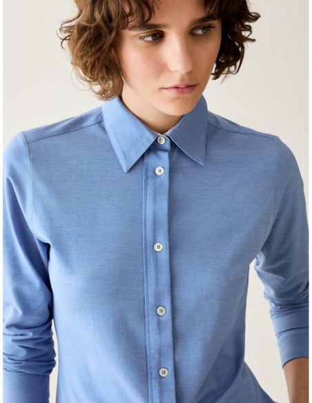 Camicia slim in jersey di cotone Penny Black – Azzurro - foto 4
