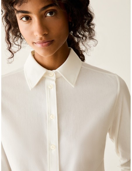 Camicia slim in jersey di cotone Penny Black – Panna - foto 4