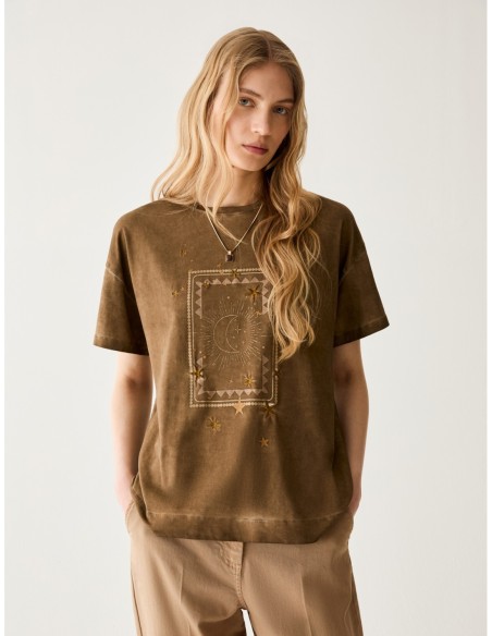 T-shirt in cotone con ricamo Penny Black – Testa di moro - foto 1