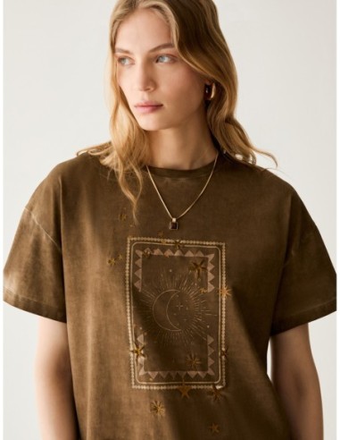 T-shirt in cotone con ricamo Penny Black – Testa di moro - foto 4