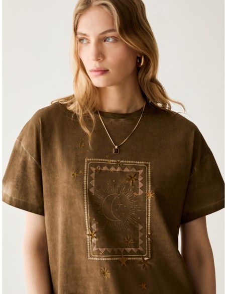 T-shirt in cotone con ricamo Penny Black – Testa di moro - foto 4