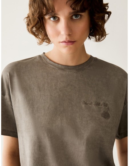 T-shirt in cotone con ricamo Penny Black – Grigio - foto 4