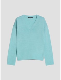 Maglia scollo a V in pura lana Penny Black – Acquamarina - foto 1 2