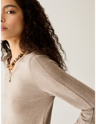 Maglia in cotone seta e cashmere Penny Black – Beige - foto 4