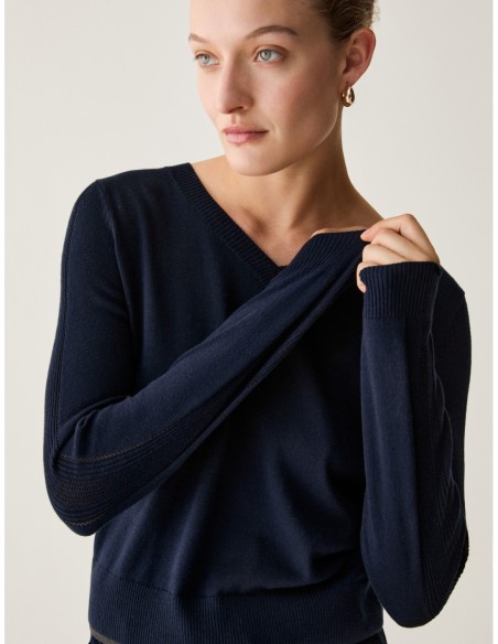 Maglia in cotone seta e cashmere Penny Black – Blu - foto 4