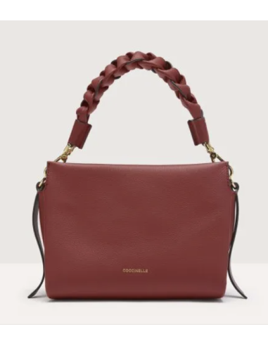 Handbag Double Grainy Leather  Brandygren red