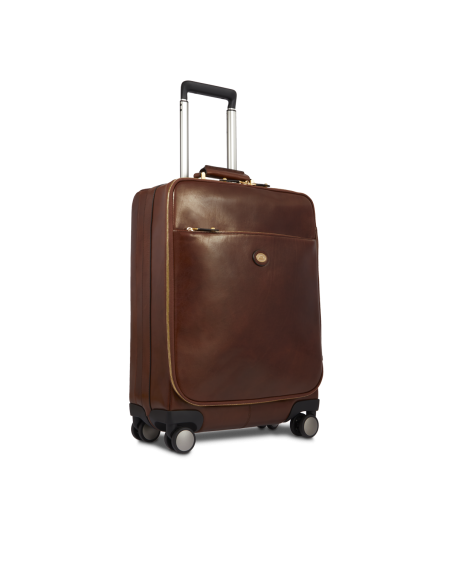 Trolley in pelle The Bridge Story Viaggio – Marrone/Oro - foto 2