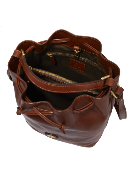 Borsa secchiello in pelle con tracolla The Bridge Story Donna – Marrone/Oro - foto 4