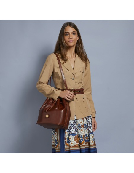 Borsa secchiello in pelle con tracolla The Bridge Story Donna – Marrone/Oro - foto 5