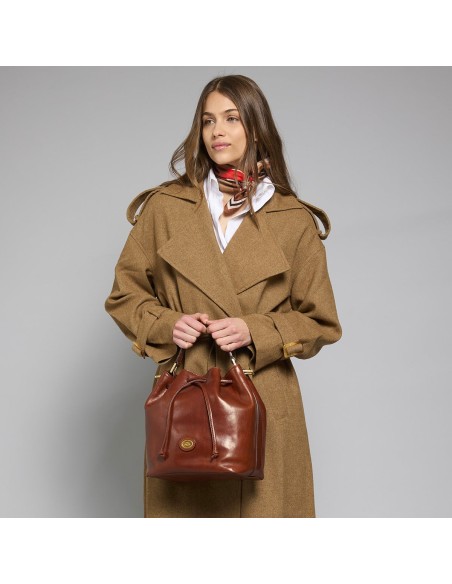 Borsa secchiello in pelle con tracolla The Bridge Story Donna – Marrone/Oro - foto 6