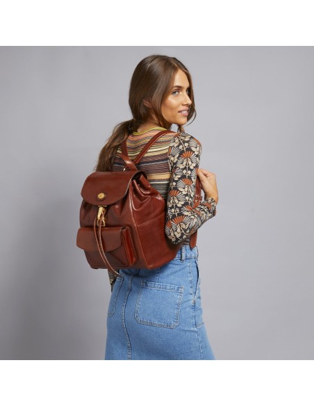 Zaino donna in pelle con tasca frontale The Bridge Story Donna – Nero/Oro - foto 5