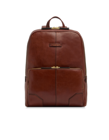 Zaino porta PC uomo in pelle due zip The Bridge Vespucci – Marrone/Oro - foto 1