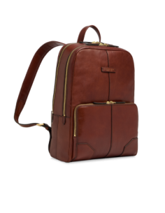 Zaino porta PC uomo in pelle due zip The Bridge Vespucci – Marrone/Oro - foto 1 2