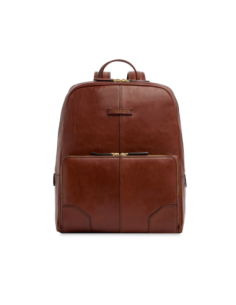 Zaino porta PC uomo in pelle una zip The Bridge Vespucci – Marrone/Oro - foto 1
