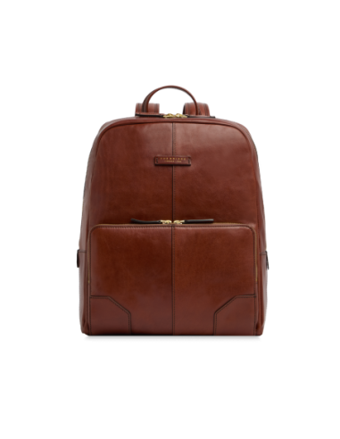 Zaino porta PC uomo in pelle una zip The Bridge Vespucci – Marrone/Oro - foto 1