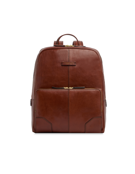 Zaino porta PC uomo in pelle una zip The Bridge Vespucci – Marrone/Oro - foto 1