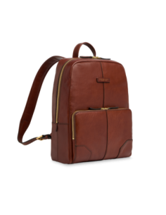 Zaino porta PC uomo in pelle una zip The Bridge Vespucci – Marrone/Oro - foto 1 2