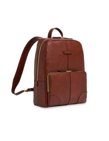 Zaino porta PC uomo in pelle una zip The Bridge Vespucci – Marrone/Oro - foto 2