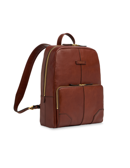 Zaino porta PC uomo in pelle una zip The Bridge Vespucci – Marrone/Oro - foto 2