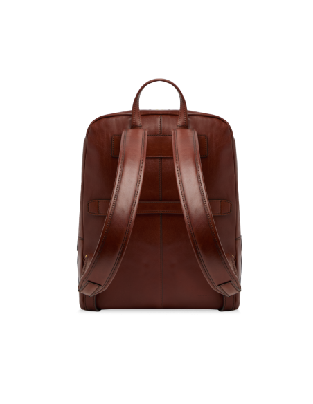Zaino porta PC uomo in pelle una zip The Bridge Vespucci – Marrone/Oro - foto 3