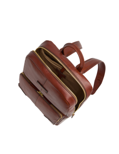 Zaino porta PC uomo in pelle una zip The Bridge Vespucci – Marrone/Oro - foto 4