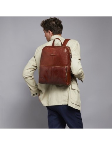 Zaino porta PC uomo in pelle una zip The Bridge Vespucci – Marrone/Oro - foto 5
