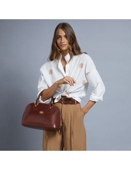 Borsa a mano in pelle con tracolla The Bridge Story Donna – Marrone/Oro - foto 5
