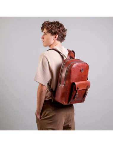 Zaino porta PC uomo in pelle due zip The Bridge Galileo – Marrone/Rutenio - foto 6