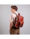 Zaino porta PC uomo in pelle due zip The Bridge Galileo – Marrone/Rutenio