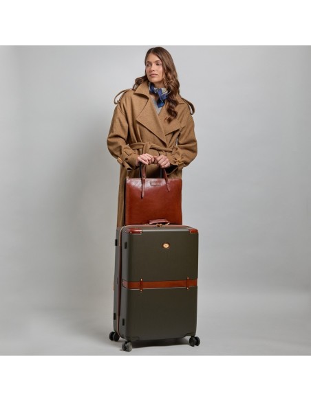 Trolley medio in pelle e policarbonato The Bridge Story Viaggio Trunks – Foresta/Marrone - foto 6