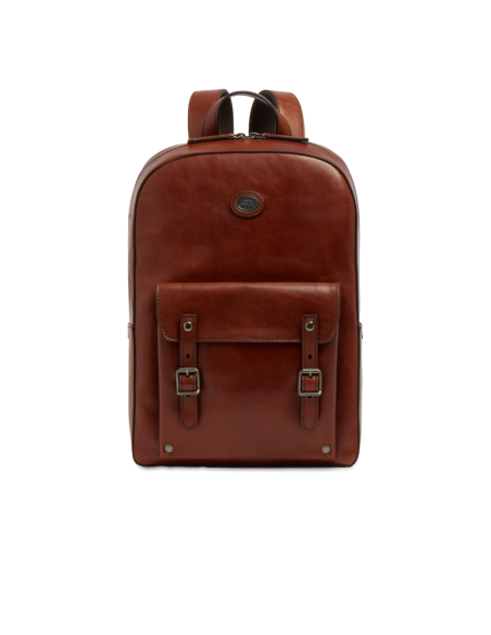 Zaino porta PC uomo in pelle una zip The Bridge Galileo – Marrone/Rutenio - foto 1