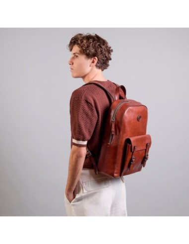 Zaino porta PC uomo in pelle una zip The Bridge Galileo – Marrone/Rutenio - foto 7