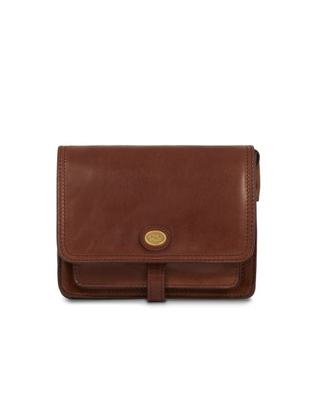 Borsa a tracolla in pelle a scomparti 26 cm The Bridge Story Donna – Marrone/Oro - foto 1