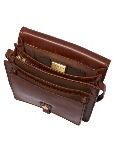 Borsa a tracolla in pelle a scomparti 26 cm The Bridge Story Donna – Marrone/Oro - foto 4